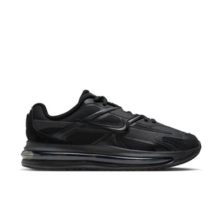 Black women’s running shoe with Nike Swoosh, mesh upper, and Air Max-style heel unit