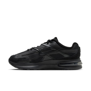 Black women’s running sneaker with side Swoosh and textured overlays, lace-up design
