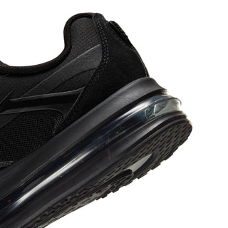 Close-up of black Air Max heel unit with clear window and textured sidewall