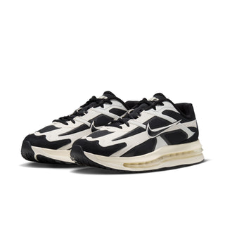 Men's Nike Air Max 26 sneakers, side view in pale ivory and black with cushioned sole