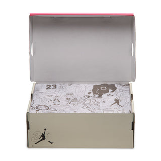 AJ 1 Low shoe box with open lid and illustrated tissue paper