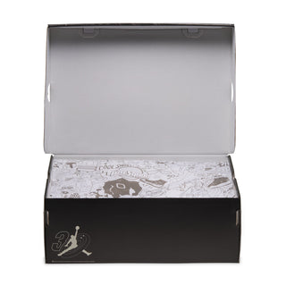 Shoebox for mid-top sneakers, black base with graphic top and Jordan logo