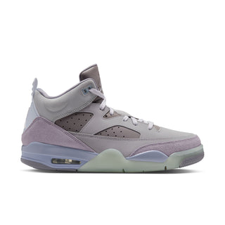 Men's low-top sneakers in light gray with lilac panels, lace-up, and air-cushion sole.