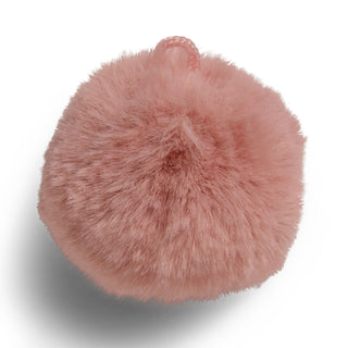 Kids' Retro 3 SE shoe charm with a round, light pink faux-fur pom-pom and hanging loop.