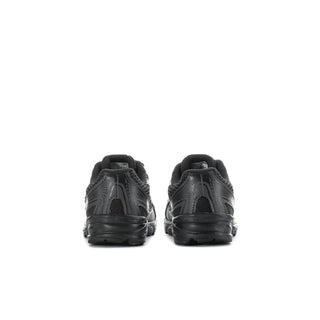 Toddler black sneakers heel view, lace-up with padded collar and durable outsole