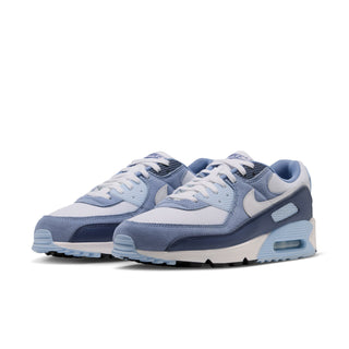 Men's Air Max 90 sneakers, light blue and white with navy panels and lace-up