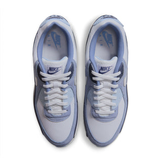 Men's Air Max 90 sneakers, light blue and white mesh uppers with lace and swoosh