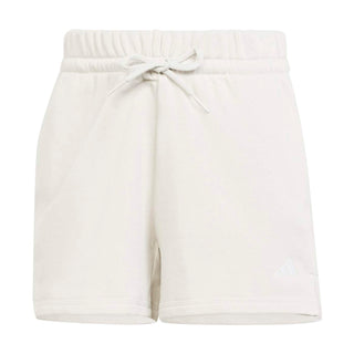 Women's off-white cotton shorts with elastic waistband and drawstring