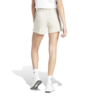 Women's off-white cotton shorts with elastic waist and athletic logo