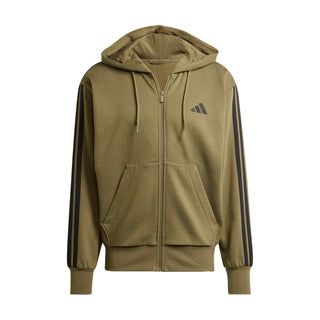 Essentials 3 Stripes Fleece FZ Hoody -Mens