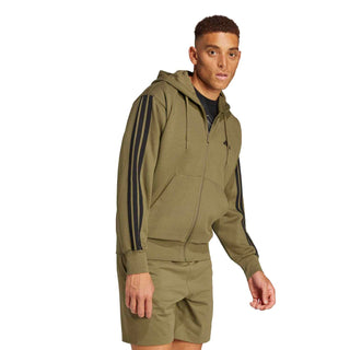 Essentials 3 Stripes Fleece FZ Hoody -Mens