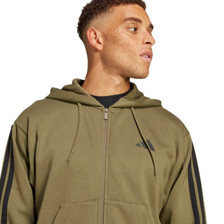 Essentials 3 Stripes Fleece FZ Hoody -Mens