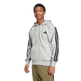Essentials 3 Stripes Fleece FZ Hoody -Mens