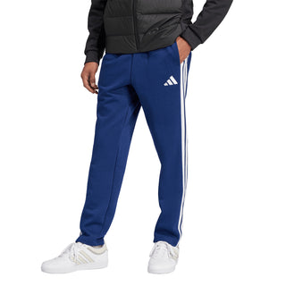 Men's dark blue fleece track pants with white side stripes