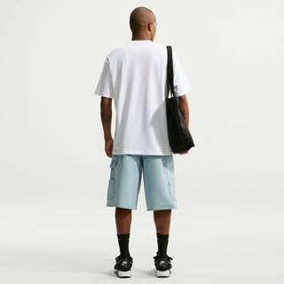 Men's white T-shirt with plain back, crew neck and short sleeves