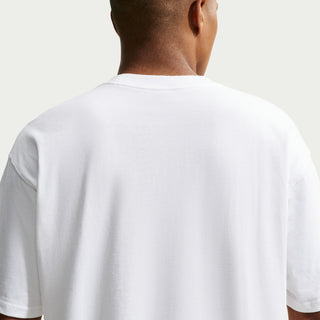 Men's white T-shirt plain back panel with crew neck and short sleeves