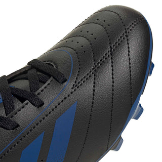 Black and blue cleat upper with textured overlays, lace-up closure, and stripe detail