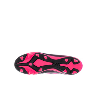 Youth soccer cleat outsole with hot-pink rubber pods and black tread pattern