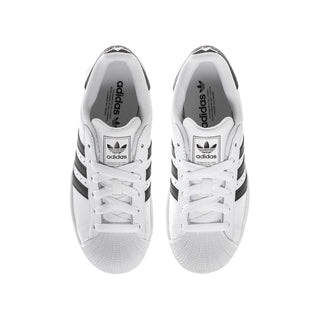 Youth adidas Superstar II sneakers, white toe and lace-up with adidas tongue labels