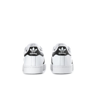 Youth adidas Superstar II sneakers, white back view with black adidas heel logo