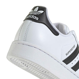 Youth adidas Superstar II sneakers, white leather with black heel tab and 3 stripes