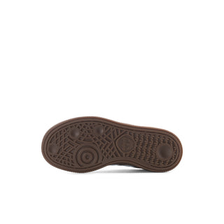 Kids navy sneaker outsole with textured tread and gum rubber base