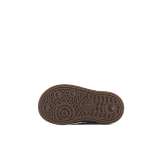 Toddler navy sneaker outsole with gum rubber tread pattern