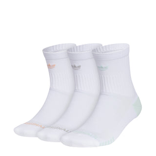 adidas Original Tech 3-Pack Quarter Socks in White/Glow Pink/Aqua