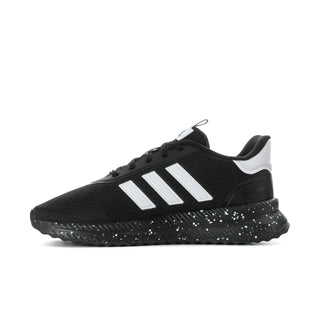 Men's black lace-up sneaker with white stripes and speckled midsole