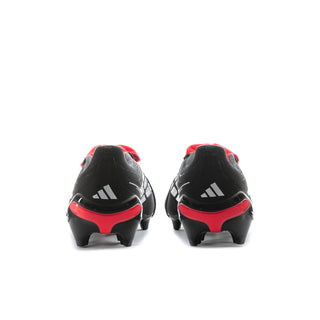 Men's black cleats with red heel details and molded stud outsole, FG/MG