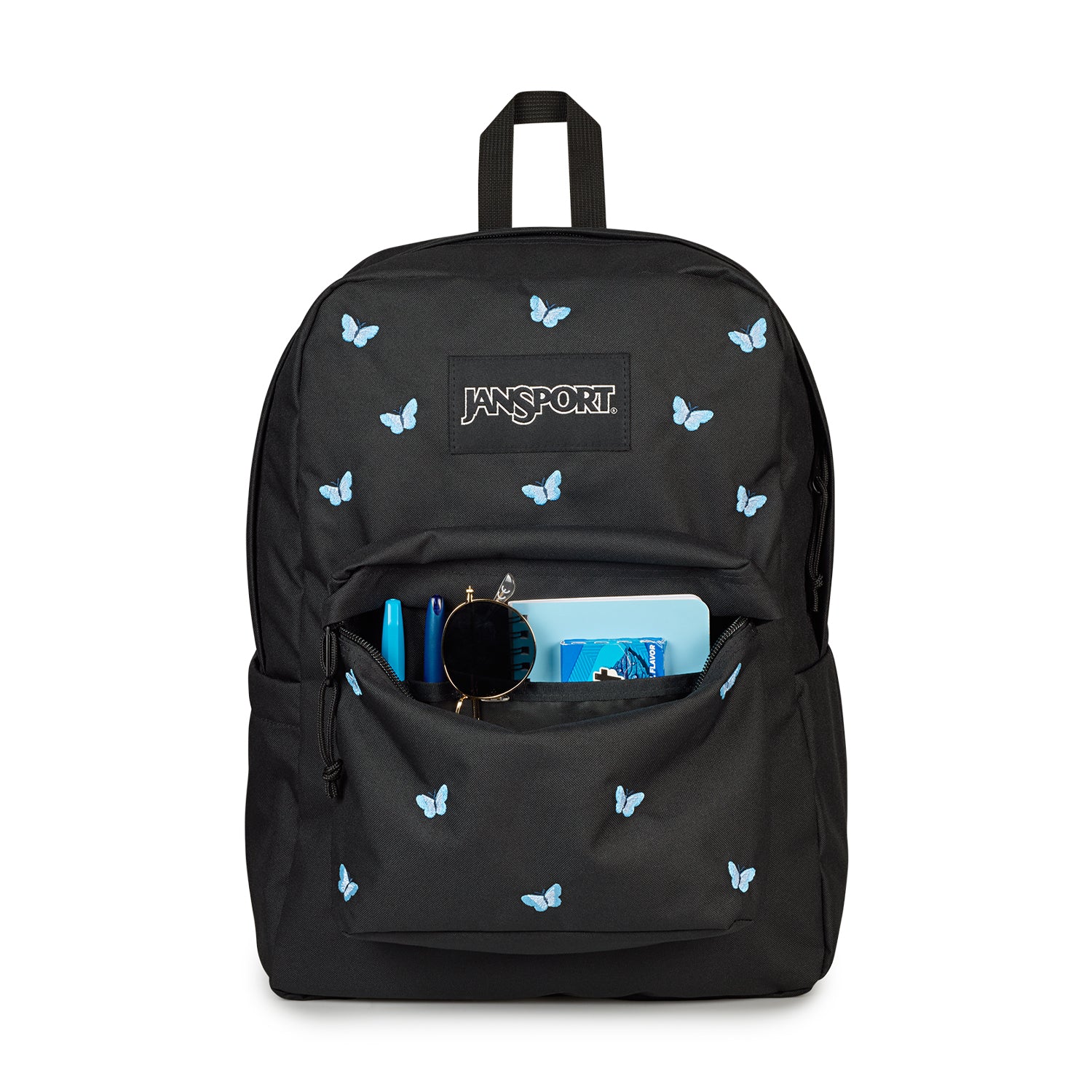 black and white jansport book bag Graphite Grey SUPERBREAK Backpack Side bottle pocket blends perfectly with your bag100% recycled 600 denier polyester main body fabric is built to last JanSport Digibreak Back Pack Black