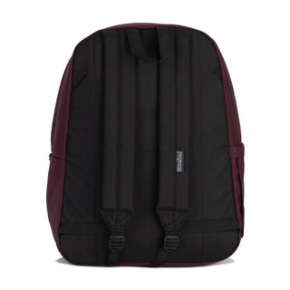 Maroon and black Jansport backpack back panel with padded straps