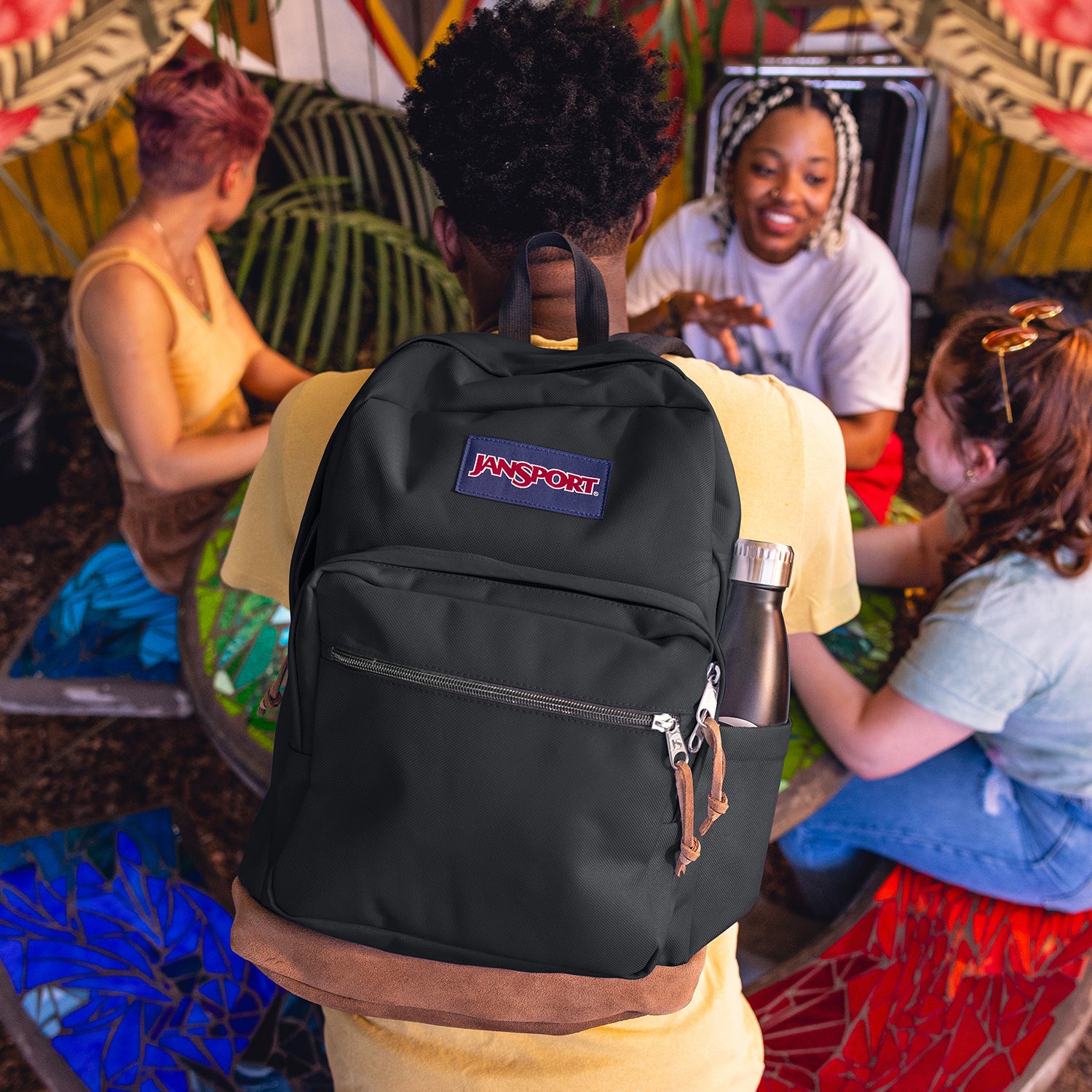 black and jansport backpack Big Reveal Pack and a front utility pocket with an organizer JanSport Cross Town Backpack (black)