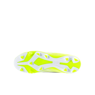 Neon yellow and white youth soccer cleat outsole with FG stud pattern