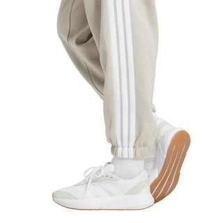 Womens light beige track pants with white 3-Stripes, ankle cuffs