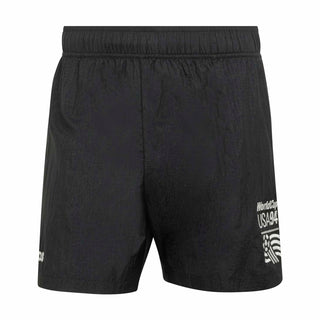 Men's black graphic athletic shorts with elastic waistband and USA94 side print
