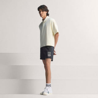 Black USA94 graphic athletic shorts with straight hem and side prints