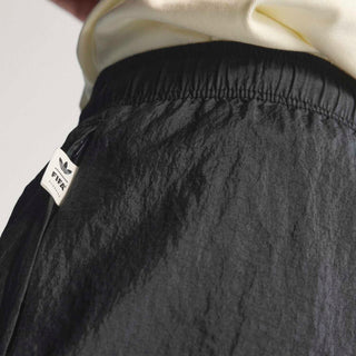 Black shorts with elastic waistband and small side label tag