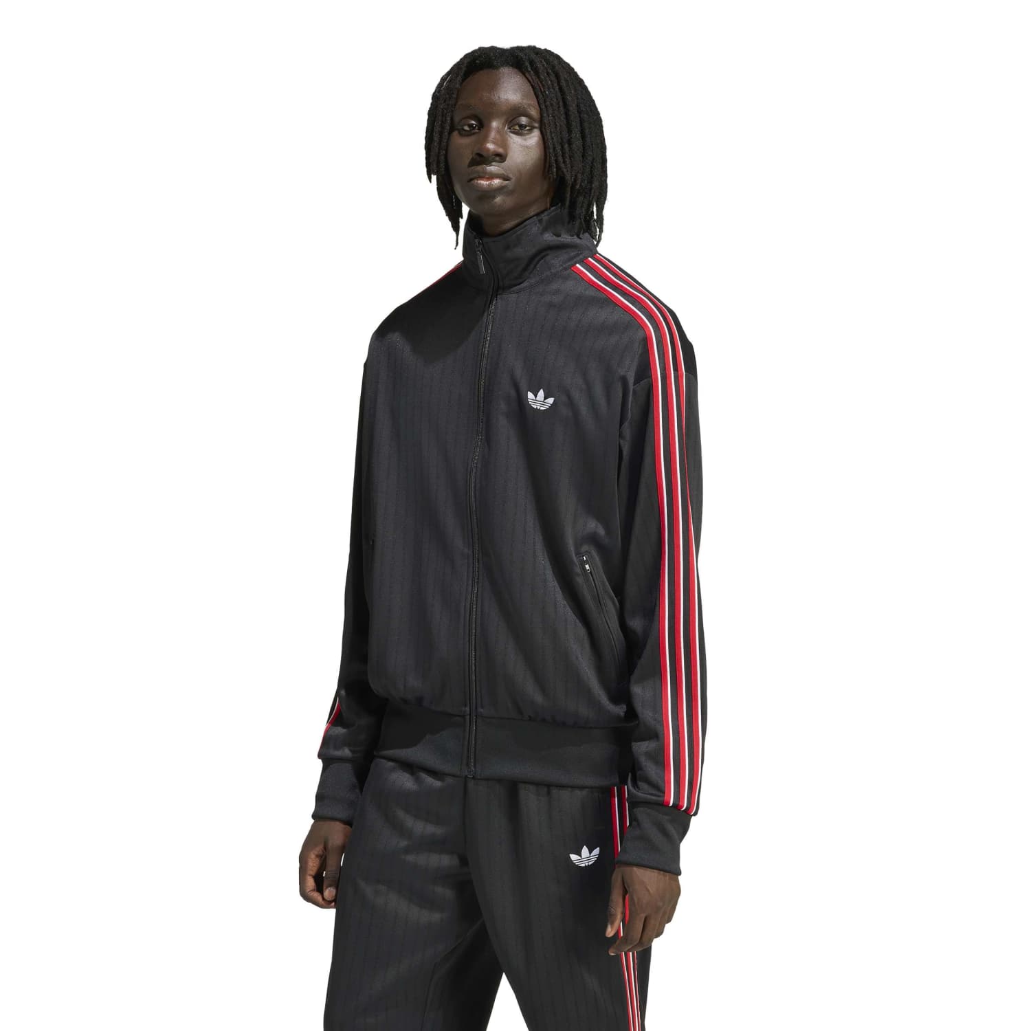 Adidas Firebird Jacquard Track Top | Men's | Black/Red | ShopWSS