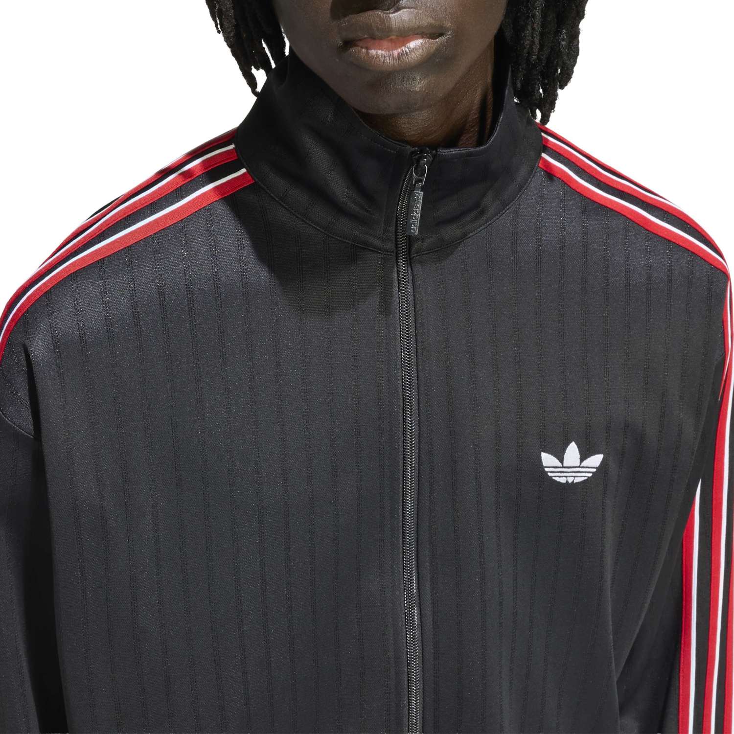 Adidas Firebird Jacquard Track Top | Men's | Black/Red | ShopWSS