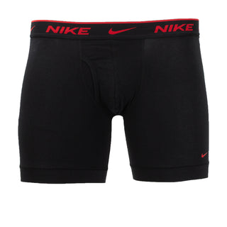 Men's Nike dri-fit boxer briefs in black solid with red Nike logo waistband