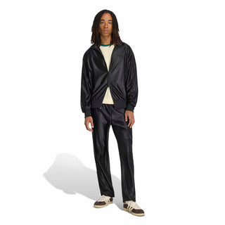 Men's black metallic track jacket and matching pants, full zip and ribbed cuffs