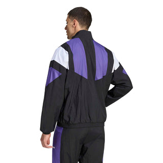 Men's Real Madrid EQT track jacket in black with purple center panels and hood