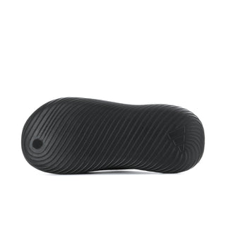 Men's black slide sandals outsole with curved tread lines for grip
