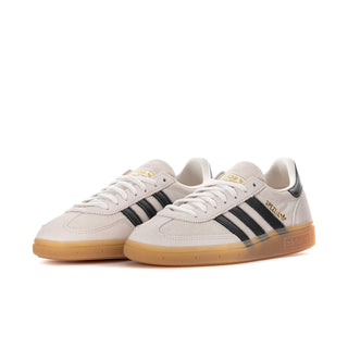 Women's adidas Spezial sneakers, white suede with black stripes and gum outsole
