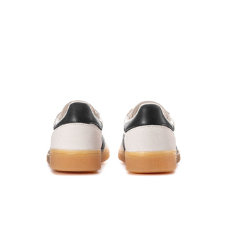 Women's adidas Spezial sneakers, heel view in white with black heel tab and gum sole