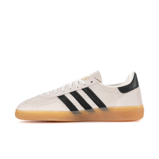 Women's adidas Spezial low-top sneaker in white with black stripes and gum outsole
