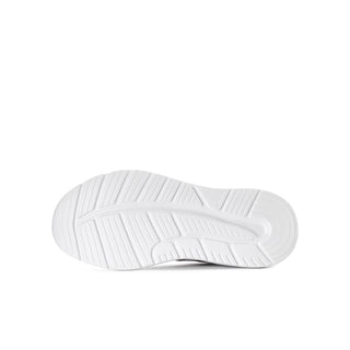 Youth running shoes outsole, white rubber tread with ribbed traction pattern