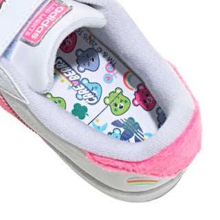 Kids' sneaker interior lining with colorful Care Bears and bear character pattern