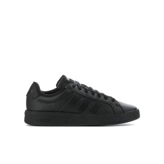 Youth adidas Grand Court 3.0 low-top sneakers, black upper with lace-up eyelets
